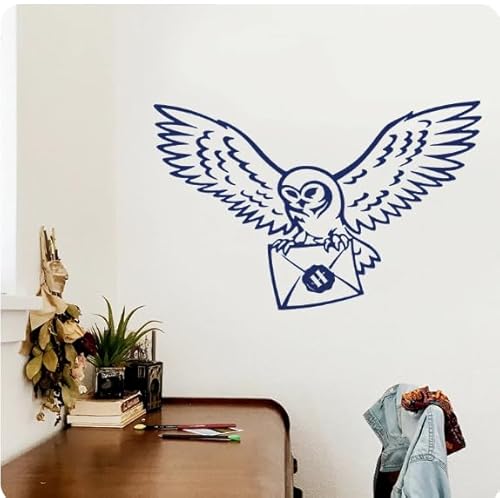Wandtattoo Eule Vogel Wandaufkleber Wandtattoo Schlafzimmer Dekor,Blau,56cmbreitx36cmhoch