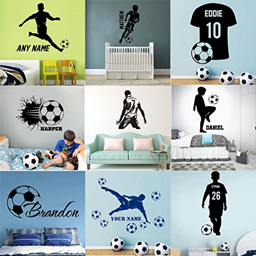 Wandsticker Personalisiert Sticker Wandtattoo Fussball Name Kinderzimmer, Ball Mit Namen Jugendzimmer, Wandsticker Personalisierte Fussball Geschenke Jungen for Jungs