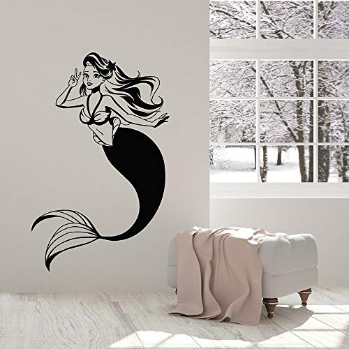 Meerjungfrau Vinyl Wandaufkleber Vinyl Wandtattoo Girly Girl Room Mythical Mermaid Ocean Home Decor Wallpaper A4 65x42cm