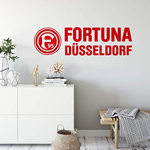 alenio Wandtattoo Fortuna Düsseldorf Logo mit Schriftzug Fußball Wandsticker F95 Fanartikel 58x16 cm