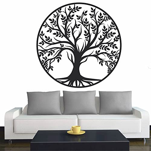 INDIGOS Wandtattoo - Baum des Lebens - 0 - Lebensbaum Weltenbaum - 60x60 cm - Schwarz - Dekoration - Wandaufkleber - für Wohnzimmer Kinderzimmer Büro Schule Firma