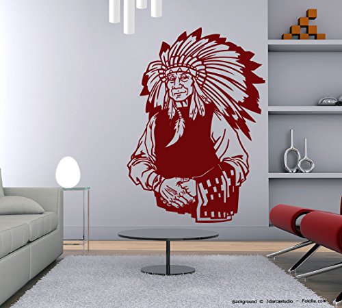 Sunnywall Wandtattoo Wandaufkleber Indianer Amerika Häuptling Chief II Lindgrün Gr2