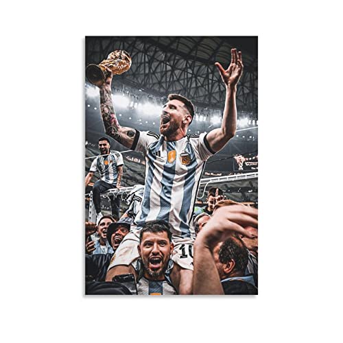 FENGXIANG Lionel Messi Drei Sterne Argentinien Fußball Spieler Poster (18) Leinwandkunst Poster und Wandkunst Bild Druck Moderne Familie Dekor Poster 60 x 90 cm