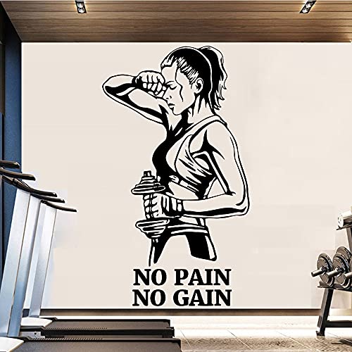 Hot No Pain No Gain Phrase Gym Vinyl Tapete Aufkleber Gym Dekoration Wandtattoo Sport Wandaufkleber andere Farbe 28x49cm