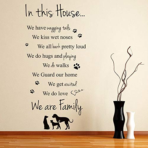 Art Wall Sticker In This House Dogs Family Quotes Vinyl Wall Decals Home Decoration for Zoohandlung Living Room Bedroom   57x27cm