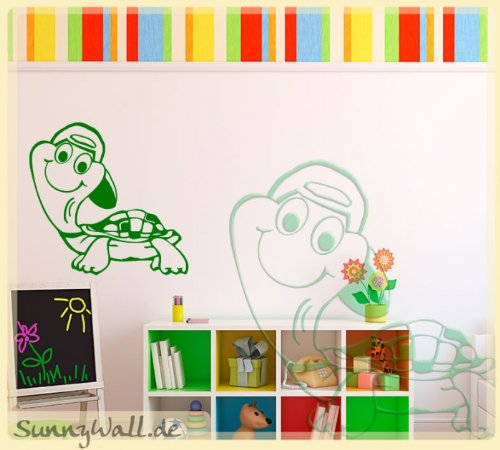 Sunnywall Wandtattoo - Schildkröte Cappy Turtle Kinderzimmer Kinder Tier Süß Größe Größe 3