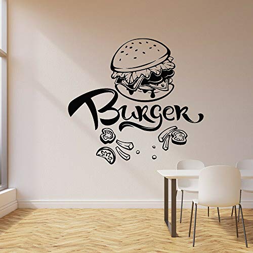 Burger Wandtattoo Fast Food Cafe Restaurant Dekoration Vinyl Kinderzimmer Kinderzimmer Innenwandaufkleber A4 44x42cm