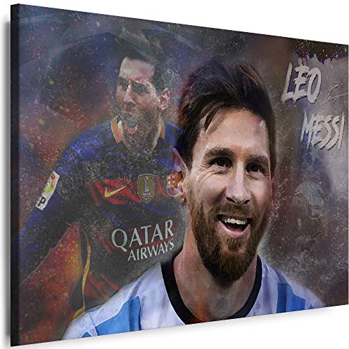 Myartstyle - Bilder Lionel Messi Fußball 100 x 70 cm Leinwandbilder XXL - 1 Teilige Wandbilder Kunstdrucke w-a-2030-4