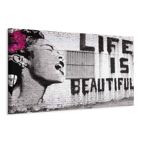 murando - Akustikbild Banksy 150x50 cm Bilder mit Akustikschaumstoff Hochleistungsschallabsorber Schallschutz Leinwandbild XXL 1 tlg Wandbild Graffitti m-G-10001-b-a