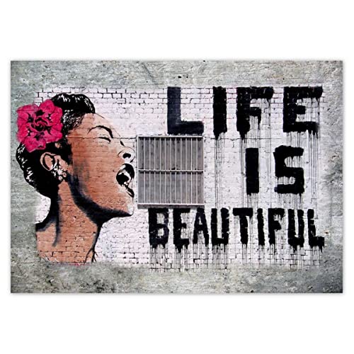 Wandtattoo, Dekor, Fotoaufkleber, 100 x 70 cm,  Life is Beautiful , Banksy Nr. H33M_NS1Z