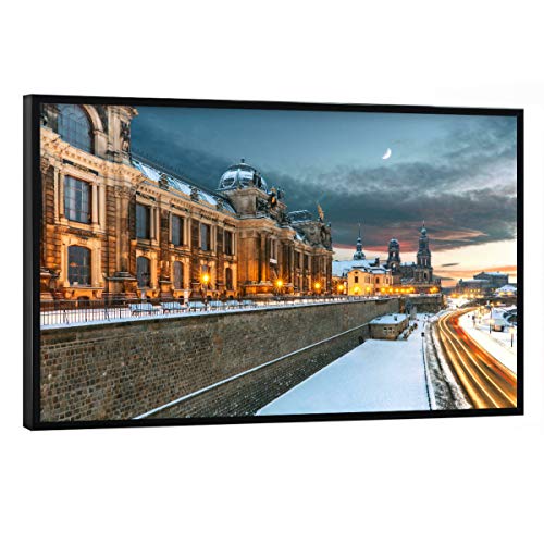 artboxONE Poster mit schwarzem Rahmen 60x40 cm Reise Brühlsche Terrasse im Winter - Bild Dresden