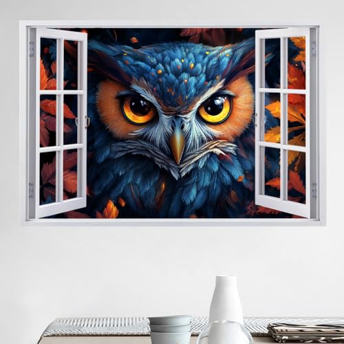 3D Wandtattoo Durchbruch Wanddeko Eule Wanddurchbruch sticker Wandbild Wandsticker Ahornblatt Wohnzimmer Wanddeko Wandaufkleber für Kinderzimmer Junge Mädchen Teenager Zimmer