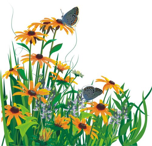PEMA INDIGOS UG - Wandtattoo Wandsticker Wandaufkleber Aufkleber bunt ME075 schöne Wiese Blumen Schmetterlinge 20 x 20 cm