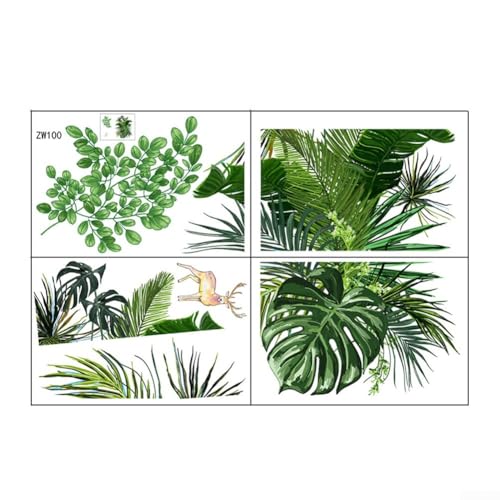 Innovatives Wandtattoo Kreatives Design mit Grünpflanzen und Hirsch Thema