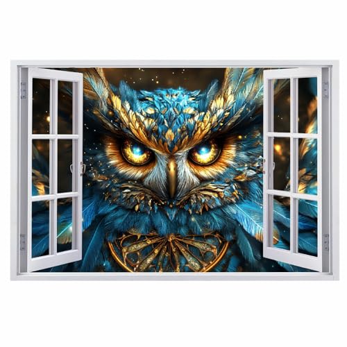 3D Wandtattoo Wanddurchbruch, Eule Durchbruch Wandaufkleber für Kinderzimmer, sticker für Wohnzimmer, Vogel Selbstklebend Wandsticker, Wandbild Junge Mädchen Schlafzimmer