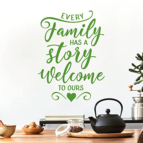 Wandtattoo  Every Family has a Story, Welcome to Ours  Medium (300 x 410mm) Grasgrün