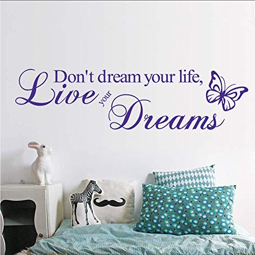 Träume Nicht Dein Leben Lebe Deine Träume Wandaufkleber Schlafzimmer Dekoration Wandaufkleber Vinyl Abziehbild Wandkunst Aufkleber 130X34Cm