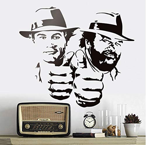 Bud Spencer und Terence Hill Wandaufkleber lächerlich lustig Charakter Porträt Vinyl Aufkleber klassische Filmfigur Wandbilder 48 * 42Cm