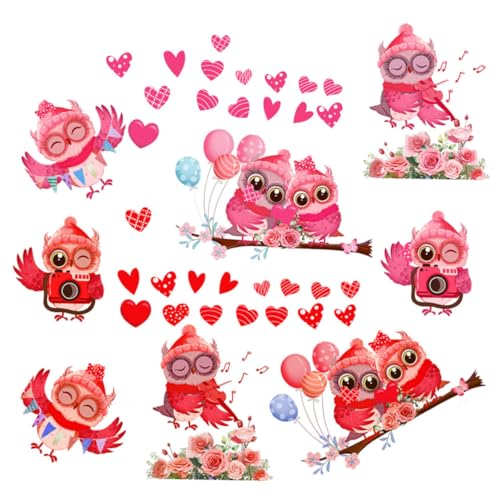 Angoily Romantisches Eulen-wandtattoo-set für Valentinstagsaufkleber