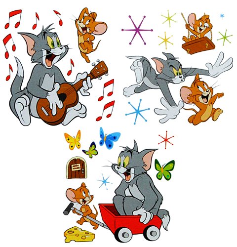 alles-meine.de GmbH 27 TLG. Set XL Wandsticker Tom und Jerry - Wandtattoo Maus Katze Comic Käse Aufkleber Wandaufkleber - selbstklebend für Wohnzimmer und Kinderzimmer Deko Stick