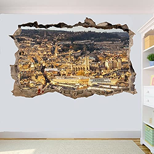 Wandtattoo England Stadtzentrum Bad Wandaufkleber 3D Kunst Wandbild Poster Büro Wohnkultur 50x70cm