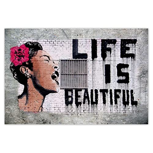 Wandtattoo, Dekor, Fotoaufkleber, 120 x 80 cm, Life is Beautiful Banksy Nr. H33M_NS1B