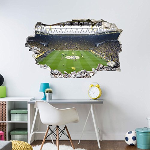 K&L Wall Art Borussia Dortmund Wandsticker BVB Wandtattoo Fußball Aufkleber Poster selbstklebend 3D Durchbruch Fan Choreo Bogengröße 60x36 cm
