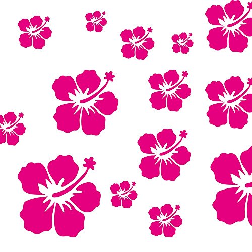 Aidai Wandtattoo Wandaufkleber Hibiskus Blümen Hibiskusblumen Schmetterlinge Blume Blumen 2-28 Stück, 12 Set 28 Motiv 30 Farben zur Wahl