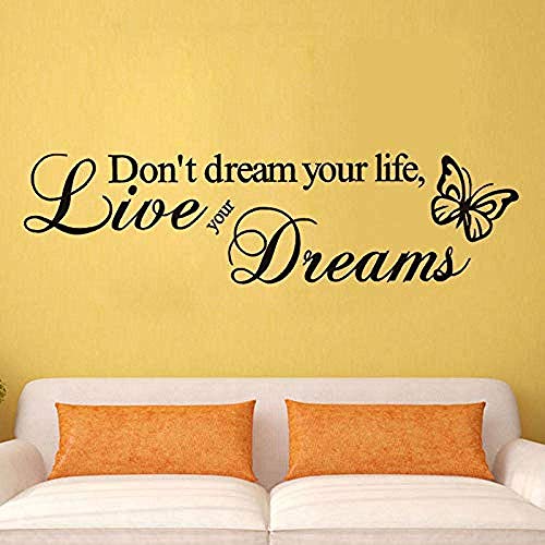 Wandaufkleber Lebe Deine Träume Schmetterling Sprichwörter Aufkleber Selbstklebende Benutzerdefinierte Wohnzimmer Schlafzimmer Hintergrund Wohnkultur Pvc Wandaufkleber