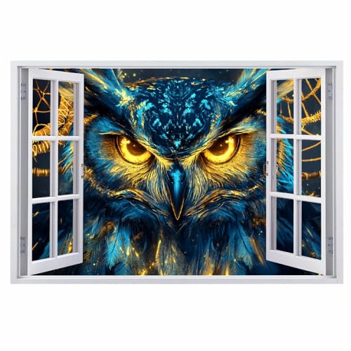 Wandsticker 3D Durchbruch Eule Wandtattoo kinderzimmer Deko Vogel Wandaufkleber Wanddurchbruch Wandsticker Wandbild für Mädchen Teenager Zimmer Wohnzimmer Schlafzimmer