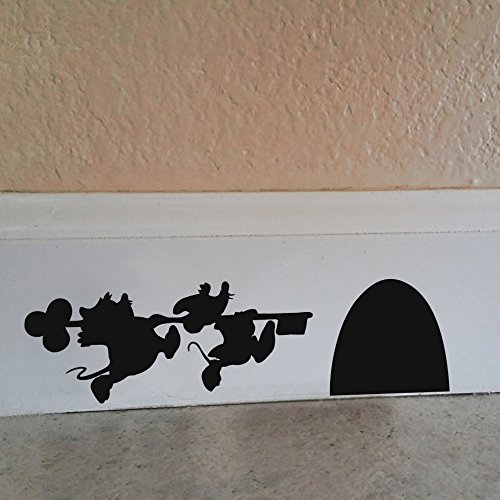 Cartoon-Aufkleber – Mickey und Minnie's Maus Haus, Vinyl-Wandaufkleber, 24,1 x 6,3 cm, schwarz