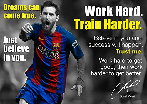 Poster mit Aufschrift  Best Motivational Messi  21 – motivierende, inspirierende Fußballer-Zitate – A3 Poster/Druck – signiert (Kopie).