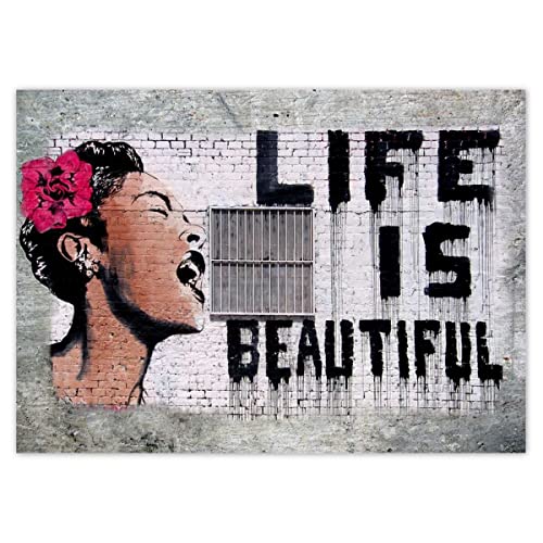 Wandtattoo, Dekor, Fotoaufkleber, Motiv: Life is Beautiful Banksy, Nr. H33M_NS1G, 70 x 50 cm