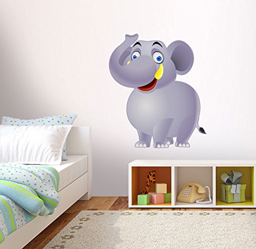 Wandsticker Nr.857 Fröhlicher Elefant, Größe: 48x57cm, Wanddekoration, Sticker Wandtattoo Zoo Kinder Afrika
