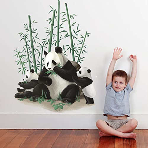 Runtoo Wandtattoo Panda Bamboo Wandsticker Tiere Wandaufkleber Wohnzimmer Kinderzimmer Schlafzimmer