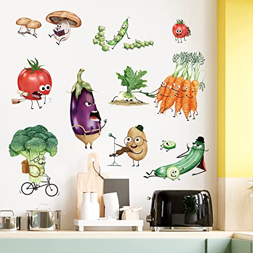wondever Wandtattoo Küche Cartoon Gemüse Wandaufkleber Lebensmittel Tomate Brokkoli Wandsticker Wanddeko für Küche Esszimmer Kühlschrank Schrank