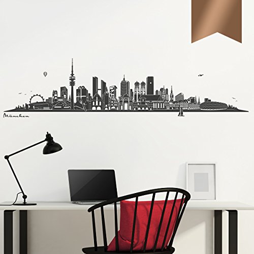 WANDKINGS Wandtattoo Skyline München 120 x 29 cm - Kupfer - 35 Farben zur Wahl