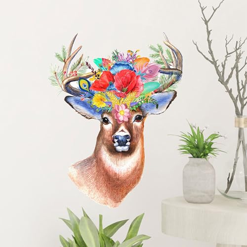 astylishome Wandsticker Kinderzimmer Mädchen Wandtattoo Hirsch Abziehen und Aufkleben Selbstklebende Abnehmbare Wandaufkleber für Wohnzimmer Schlafzimmer Wanddeko 1514