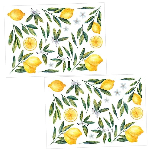 ULDIGI 2 Blätter Dekorative Tapete Mit Früchten Frühling Wandtattoos Wandtattoo Obst Wandtattoo Kinder Zitronen-wandtattoo Obst Fenster Haftet Obst-tapete Wandaufkleber Mit Blumen Pvc