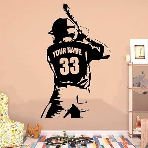 Nummer Wandaufkleber Vinyl Baseball Spieler Geschenk Athletic Game Baseball League für Wandaufkleber Jungen Zimmer Wandtattoo andere Farbe 92x57cm
