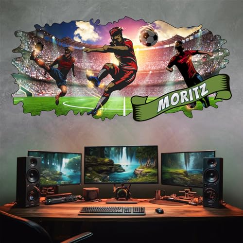 vz104 tjapalo® Geschenk jungen Wandtattoo Gamer mit Namen gaming Deko Fußball Bilder Wandtattoo Fußball Kinderzimmer gaming wandtattoo jugendzimmer jungs Wandbild Fußball