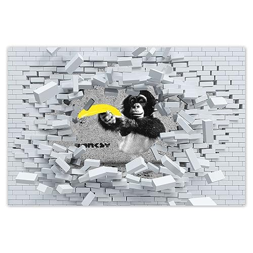 Wandsticker Dekor Foto Aufkleber 60x40cm Banksy Affe Banane Nr. H5655M_WGNS1E