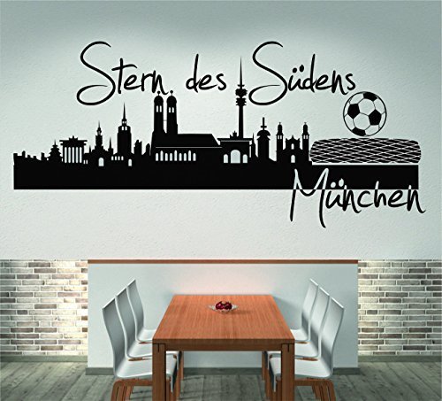 DesignSchmiede Skyline München Stern des Südens (120 cm Breite, schwarz),, Wandaufkleber, Wohnzimmer, Dekoration, Wanddekoration + GRATIS Zugabe!!!