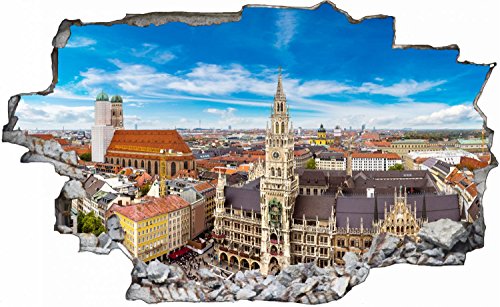 München Stadt Skyline City Wandtattoo Wandsticker Wandaufkleber C0095 Größe 60 cm x 90 cm