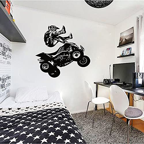 Quad Bike Wandtattoo Quad Bike Racer Extreme Sports Art Vinyl Aufkleber Schlafzimmer Spielzimmer Wohnkultur Wandaufkleber A7 57x59cm