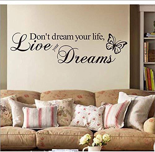 Träume nicht dein Leben Lebe deine Träume Wandaufkleber Schlafzimmer Dekor ation S Vinyl Home Decal Wandkunst Decal100X26Cm