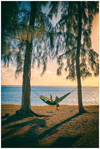 Wallario selbstklebendes XXL-Poster - Chillout - Hängematte am Meer, Klebefolie in Premiumqualität, Aufkleber Größe: 100 x 150 cm