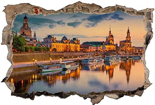3D Wandtattoo - Skyline der Stadt Dresden - Wandbild Wandsticker selbstklebend Wandmotiv Wohnzimmer Wand Aufkleber 70x110cm