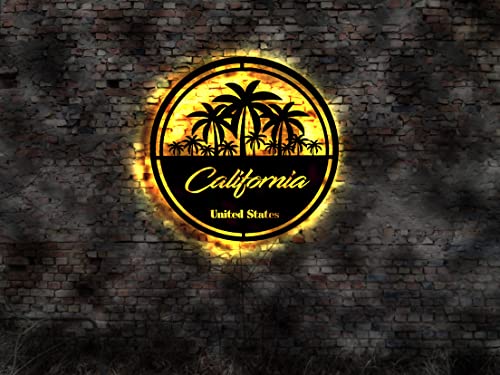 3D LED Deko California USA Kalifornien Reiseführer Wandtattoo Skyline Aufkleber Buch Tropic Island Silhouette Kühlschrankmagnet Paradis