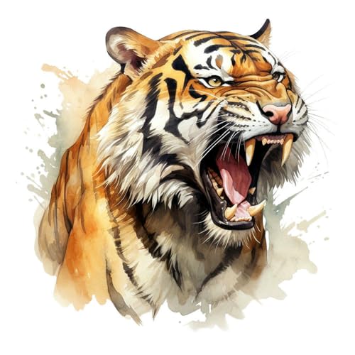 Wilder Tiger, Selbstklebend, Wasserdicht, Wandtattoo, Wohnzimmer, Schlafzimmer, Flur, Dekoratives Wandbild